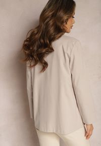 Renee - Jasnoszara Jednorzędowa Marynarka Klasyczna z Imitacją Kieszeni Racabba. Kolor: szary. Materiał: tkanina. Styl: klasyczny #5