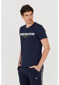 Aeronautica Militare - AERONAUTICA MILITARE Granatowy t-shirt męski. Kolor: niebieski. Długość rękawa: krótki rękaw. Długość: krótkie. Wzór: haft #4