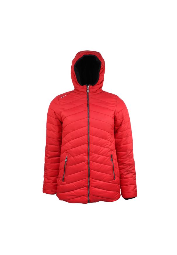 PEAK MOUNTAIN - Damska kurtka puchowa dwustronna parka Peak Mountain Asario. Kolor: czerwony, wielokolorowy, czarny. Materiał: puch. Sezon: zima