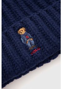 Polo Ralph Lauren czapka wełniana kolor granatowy z grubej dzianiny wełniana. Kolor: niebieski. Materiał: wełna, dzianina #3