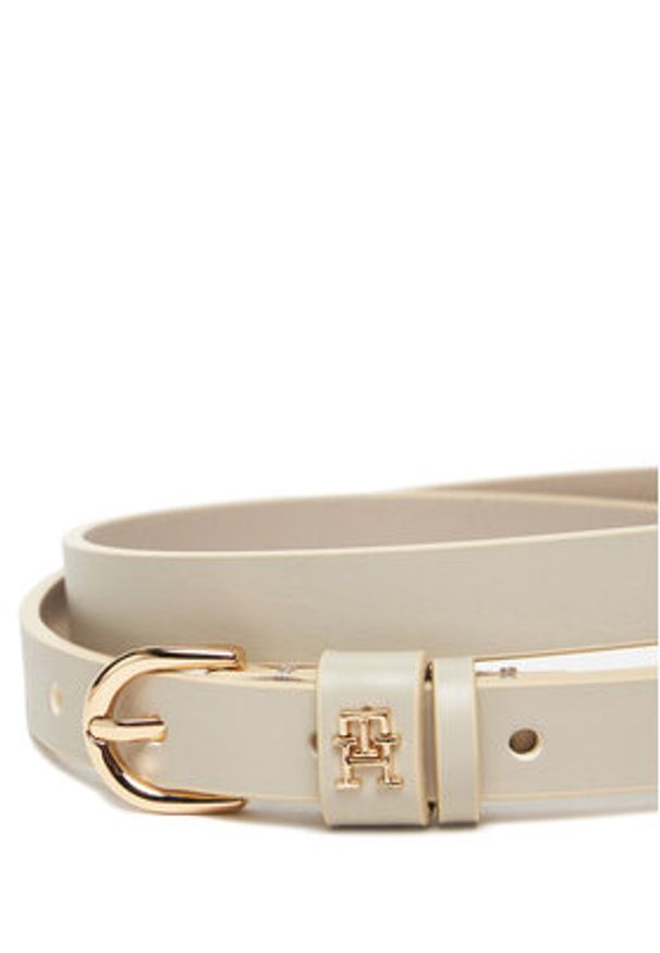 TOMMY HILFIGER - Tommy Hilfiger Pasek Damski Essential Effortless 1.5 AW0AW17759 Écru. Materiał: skóra