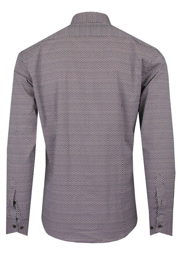 Taliowana Koszula Męska - Victorio - Drobny Wzór, Brązowa. Kolor: brązowy, beżowy, wielokolorowy. Materiał: elastan, bawełna. Styl: elegancki