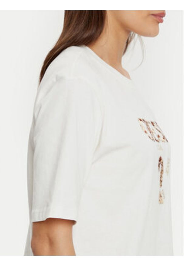 Guess T-Shirt V4YI06 I3Z14 Écru Boxy Fit. Materiał: bawełna