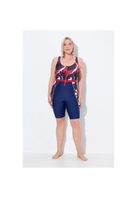 ULLA POPKEN - Damski Strój kąpielowy długie nogawki bez miękkich miseczek zamek błyskawiczny. Kolekcja: plus size. Kolor: niebieski. Materiał: elastan, poliamid, materiał. Długość: długie