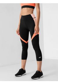 4f - Legginsy do biegania 7/8 szybkoschnące damskie. Stan: podwyższony. Kolor: czarny. Materiał: dzianina, materiał, włókno, jersey. Wzór: nadruk. Sport: bieganie #2