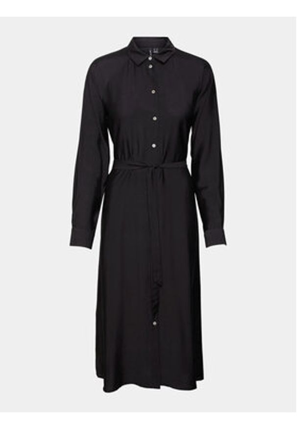 Vero Moda Sukienka koszulowa 10295296 Czarny Regular Fit. Kolor: czarny. Materiał: wiskoza. Typ sukienki: koszulowe