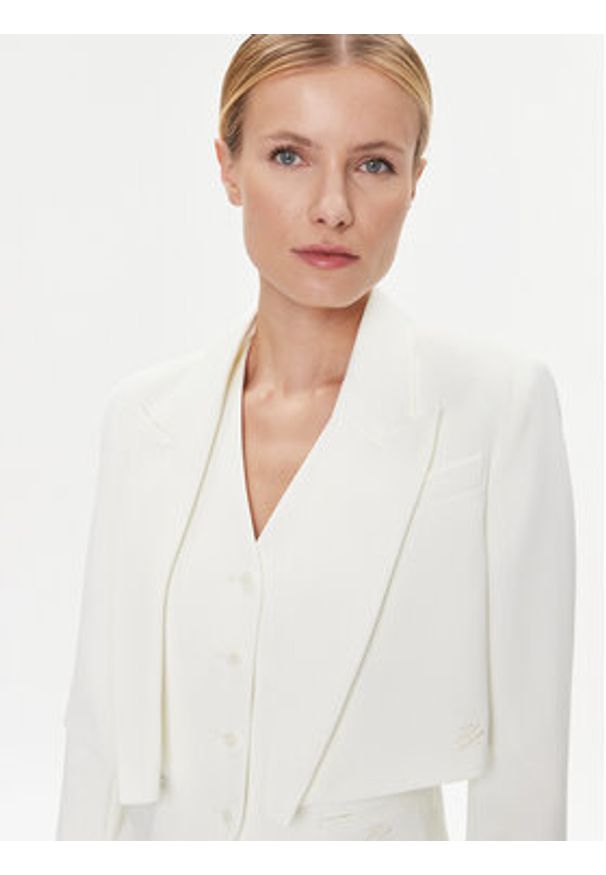 Karl Lagerfeld - KARL LAGERFELD Komplet marynarka i kamizelka 240W1411 Biały Regular Fit. Typ kołnierza: dekolt w karo. Kolor: biały. Materiał: syntetyk
