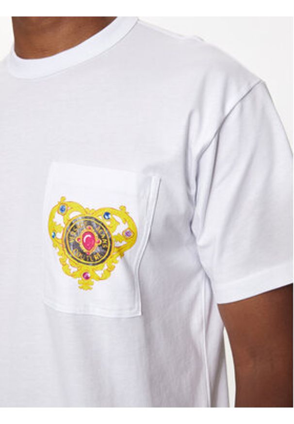 Versace Jeans Couture T-Shirt 76GAHL01 Biały Regular Fit. Kolor: biały. Materiał: bawełna