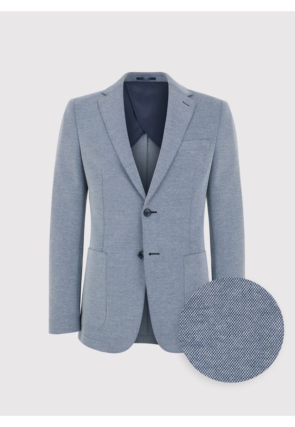 Pako Lorente - PAKO LORENTE - Niebieska marynarka z dzianiny. Kolor: niebieski. Materiał: dzianina. Sezon: wiosna