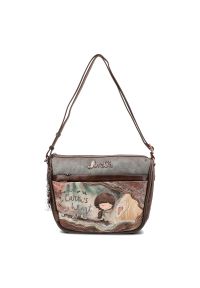 Brązowa Torebka Anekke Elegancka Listonoszka Damska Na Ramię. Kolor: brązowy. Wzór: aplikacja. Materiał: zdobione. Styl: elegancki. Rodzaj torebki: na ramię #1