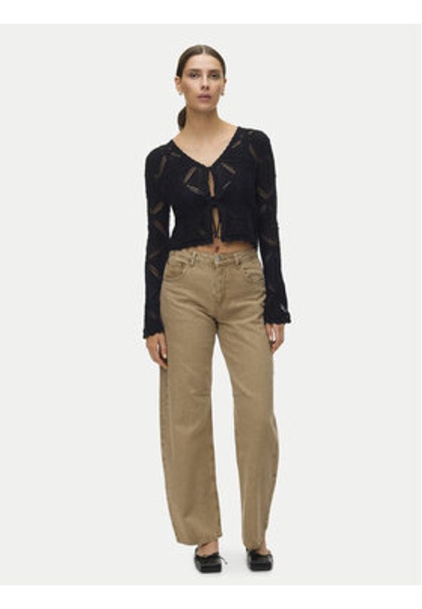 Vero Moda Kardigan Lola 10337188 Czarny Regular Fit. Kolor: czarny. Materiał: bawełna