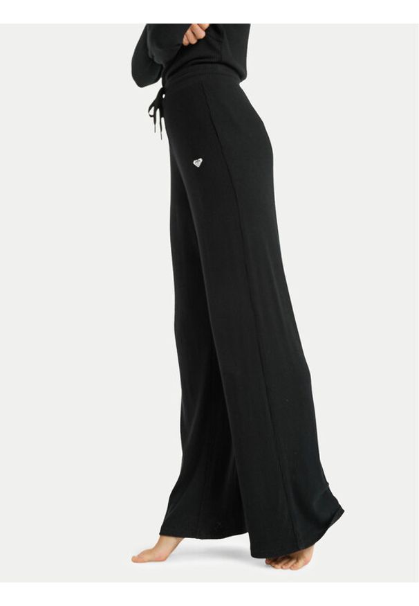 Roxy Spodnie dresowe Rise & Vibe New Rib ERJNP03673 Czarny Relaxed Fit. Kolor: czarny. Materiał: wiskoza