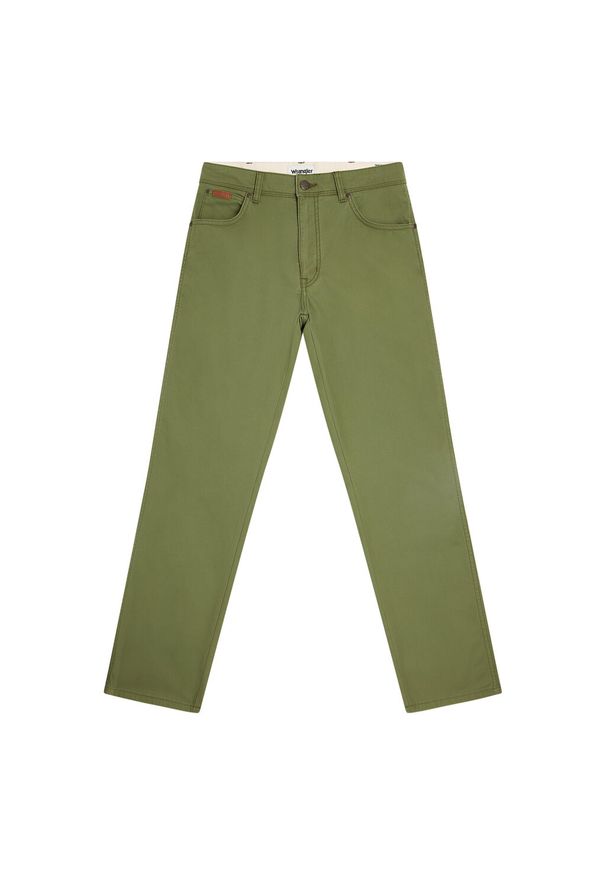 Wrangler - WRANGLER MĘSKIE SPODNIE MATERIAŁOWE TEXAS DUSTY OLIVE 112358215 W121018011. Materiał: materiał