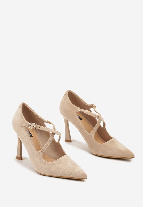 Renee - Beżowe Szpilki Vices z Ozdobnymi Paskami Tamorniel. Okazja: do pracy. Zapięcie: pasek. Kolor: beżowy. Obcas: na szpilce. Styl: elegancki, wizytowy