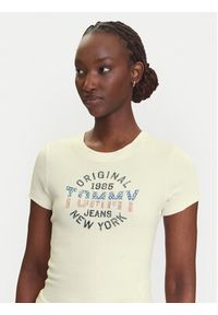 Tommy Jeans T-Shirt DW0DW21421 Écru Slim Fit. Kolor: kremowy. Materiał: bawełna #3
