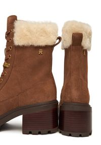 TOMMY HILFIGER - Tommy Hilfiger Trzewiki Th Shearling Lace Up Boot FW0FW08999 Brązowy. Kolor: brązowy. Materiał: skóra #7