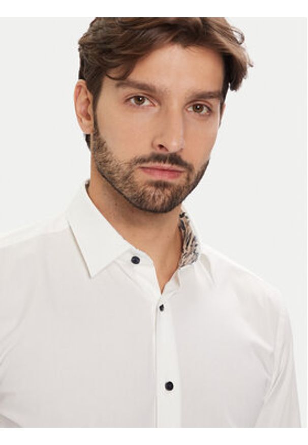 BOSS Koszula H-Hank 50549930 Biały Slim Fit. Kolor: biały. Materiał: bawełna