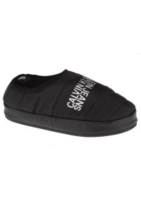 Kapcie Calvin Klein Home Shoe Slipper W Warm Lining W YW0YW00412-BEH czarne. Okazja: do domu. Kolor: czarny. Materiał: guma, polar, materiał