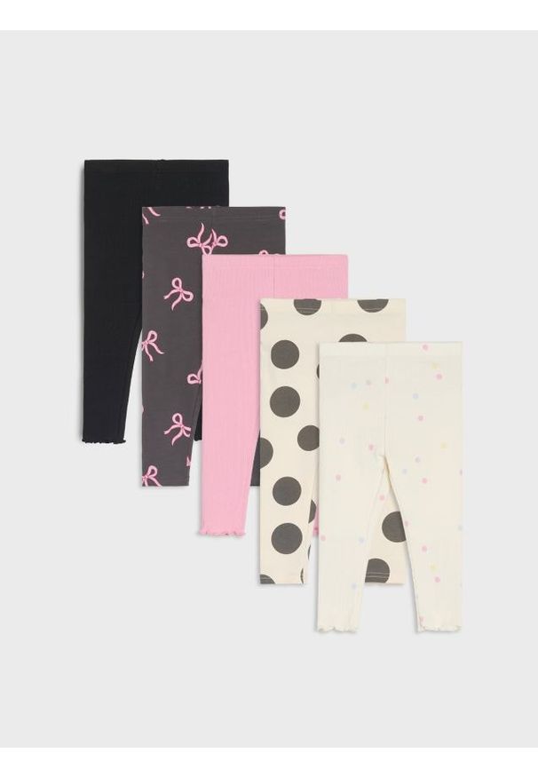 Sinsay - Legginsy 5 pack - kremowy. Kolor: kremowy