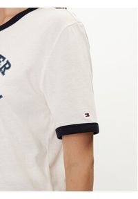 TOMMY HILFIGER - Tommy Hilfiger T-Shirt Varsity Ringer WW0WW42585 Biały Regular Fit. Kolor: biały. Materiał: wiskoza, bawełna #4