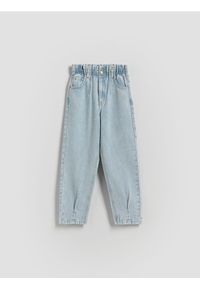 Reserved - Jeansy paperbag - niebieski. Kolor: niebieski #1