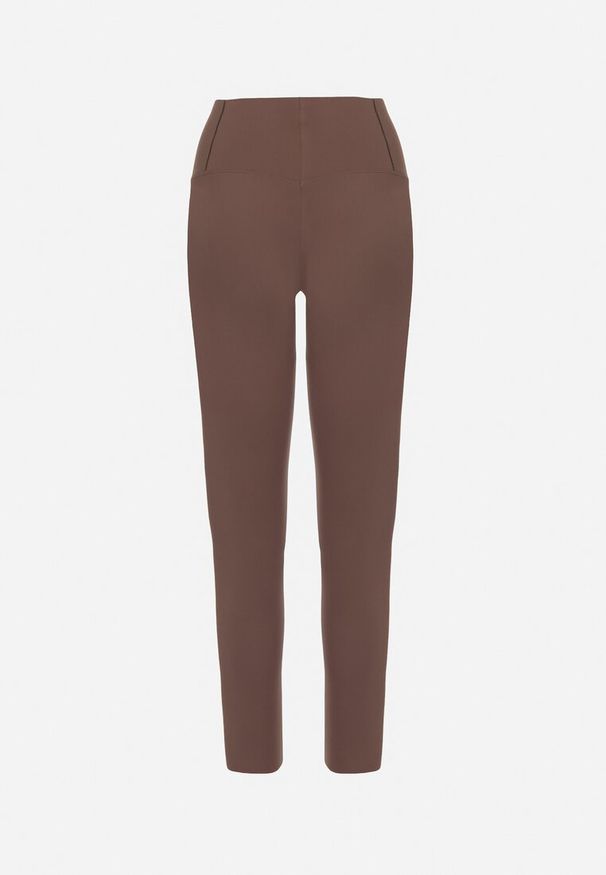 Born2be - Brązowe Klasyczne Legginsy z Wysokim Stanem Melio. Okazja: na co dzień. Stan: podwyższony. Kolor: brązowy. Materiał: materiał. Styl: klasyczny