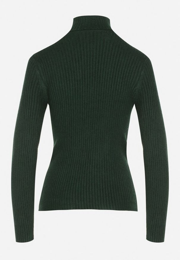 Born2be - Ciemnozielony Golf Oranya. Typ kołnierza: golf. Kolor: zielony. Materiał: dzianina, prążkowany. Długość rękawa: długi rękaw. Długość: długie