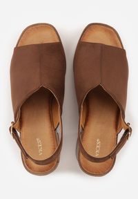 Born2be - Brązowe Sandały VICES na Obcasie i Platformie z Imitacji Drewna Ilda. Okazja: na spacer, na co dzień, do pracy. Zapięcie: pasek. Kolor: brązowy. Obcas: na obcasie. Styl: casual, klasyczny. Wysokość obcasa: średni #5