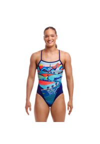Strój do pływania FUNKITA Vive Le Funky - Single Strap. Kolor: niebieski