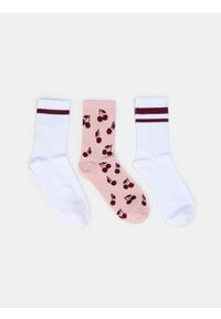 Sinsay - Prążkowane skarpetki z bawełną z motywem wiśni 3 pack - wielobarwny. Materiał: bawełna, prążkowany #1