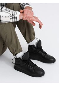 Ombre Clothing - Spodnie męskie z kieszeniami cargo i ściągaczem na dole nogawki - ciemnooliwkowe V1 OM-PACG-0189 - XXL. Kolor: oliwkowy. Materiał: bawełna, elastan #6