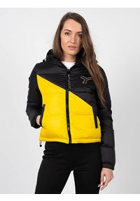 John Richmond - Richmond Sport Kurtka | UWA22085PI | Down Jacket | Kobieta | Czarny, Żółty. Typ kołnierza: kaptur. Kolor: czarny, wielokolorowy, żółty. Materiał: poliamid. Styl: sportowy