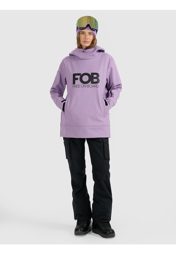 4f - 4F Bluza snowboardowa z softshellu membrana 5000 damska - fioletowa L. Okazja: na co dzień, na spacer. Kolor: fioletowy. Materiał: materiał, skóra. Styl: casual, sportowy. Sport: snowboard