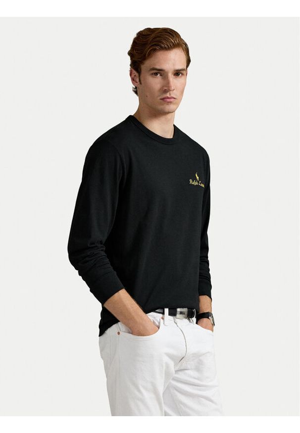 Polo Ralph Lauren Longsleeve 710981783001 Czarny Regular Fit. Typ kołnierza: polo. Kolor: czarny. Materiał: bawełna. Długość rękawa: długi rękaw