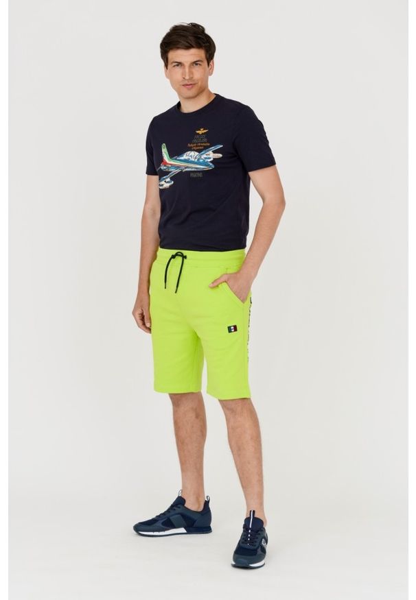 Aeronautica Militare - AERONAUTICA MILITARE Męskie dresowe bermudy zielone, Rozmiar XXL. Kolor: zielony. Materiał: bawełna, dresówka. Wzór: haft