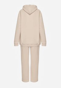 Renee - Beżowy 2-częściowy Komplet Dresowy z Bluzą i Spodniami Orifira. Kolor: beżowy. Materiał: dresówka. Wzór: geometria #2