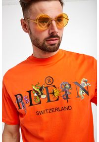 Philipp Plein - T-shirt PHILIPP PLEIN. Materiał: skóra. Wzór: nadruk, aplikacja, kolorowy