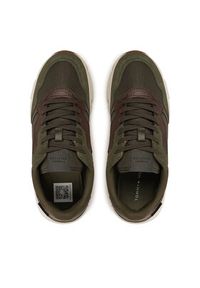 TOMMY HILFIGER - Tommy Hilfiger Sneakersy Faston FM0FM05218 Khaki. Kolor: brązowy. Materiał: skóra, zamsz