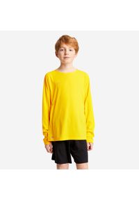 KIPSTA - Koszulka piłkarska z długim rękawem dla dzieci Kipsta Viralto Club. Kolor: żółty. Materiał: materiał. Długość rękawa: długi rękaw. Długość: długie. Sport: piłka nożna