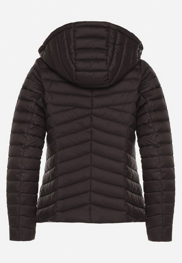 Born2be - Czarna Pikowana Kurtka Przejściowa z Kapturem Suritta. Okazja: na co dzień. Typ kołnierza: kaptur. Kolor: czarny. Materiał: jeans. Styl: casual, klasyczny, sportowy