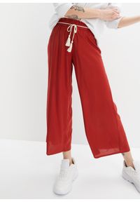 bonprix - Spodnie culotte ze zrównoważonej wiskozy. Kolor: czerwony. Materiał: wiskoza. Wzór: nadruk