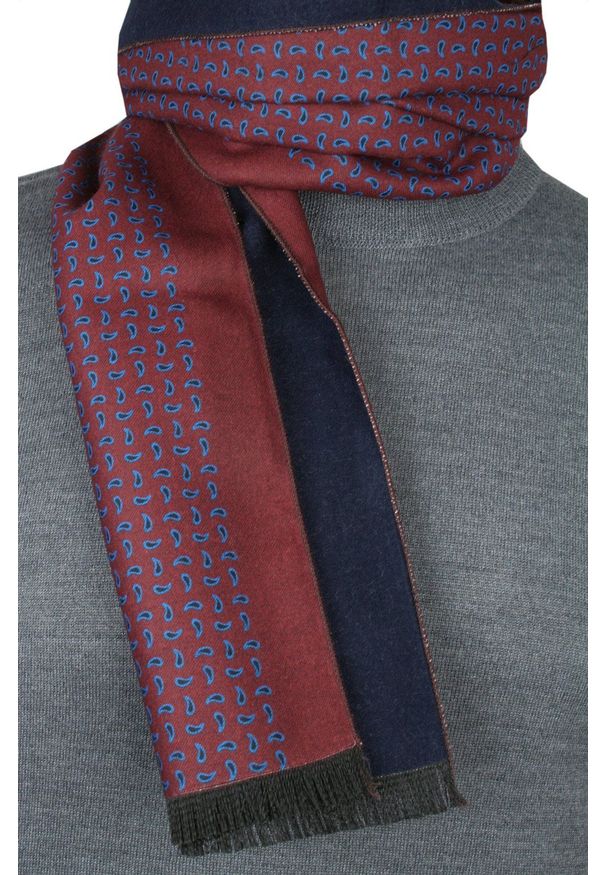 Elegancki Szalik Bawełniany - Alties - Głęboka Czerwień, Drobny Wzór. Kolor: czerwony. Materiał: bawełna. Sezon: jesień, zima. Styl: elegancki