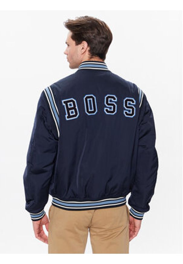 BOSS - Boss Kurtka bomber 50481099 Niebieski Regular Fit. Kolor: niebieski. Materiał: syntetyk
