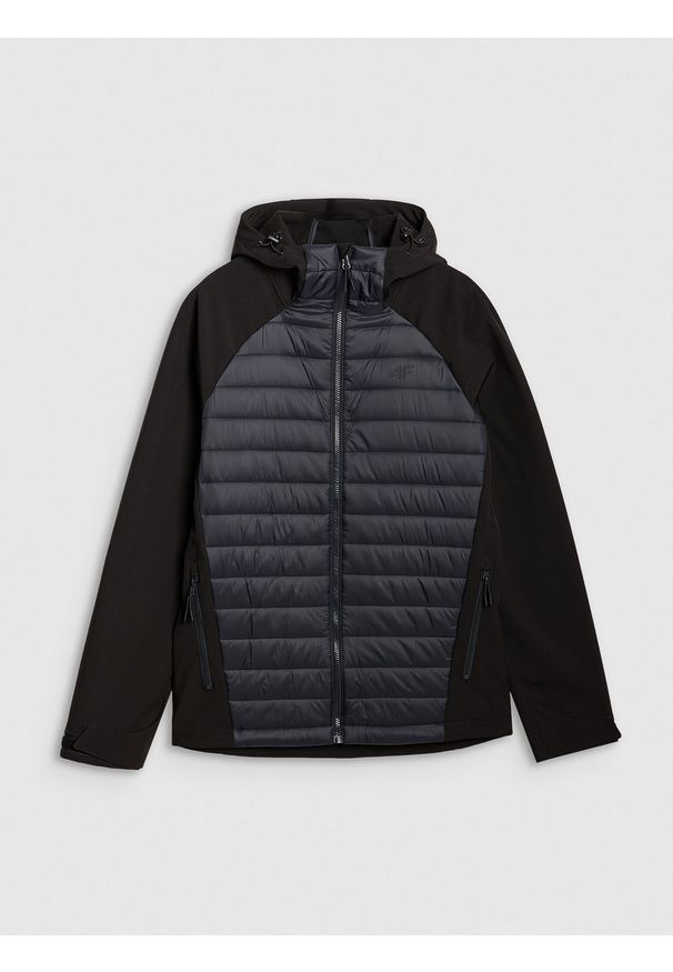 4f - 4F Kurtka softshell wiatroodporna membrana 5000 męska - czarna XXL. Typ kołnierza: kaptur. Kolor: czarny. Materiał: softshell. Długość rękawa: raglanowy rękaw. Sport: wspinaczka