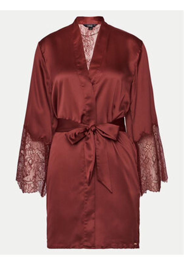 Hunkemöller Szlafrok Camille 300601 Czerwony. Kolor: czerwony. Materiał: syntetyk
