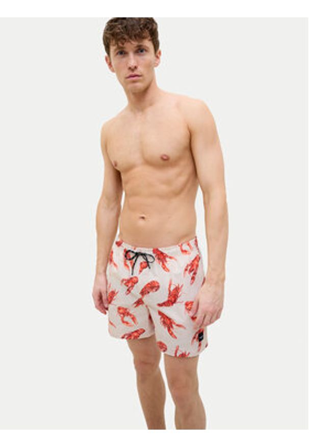 Jack & Jones - Jack&Jones Szorty kąpielowe Maui 12272809 Beżowy Regular Fit. Kolor: beżowy. Materiał: syntetyk