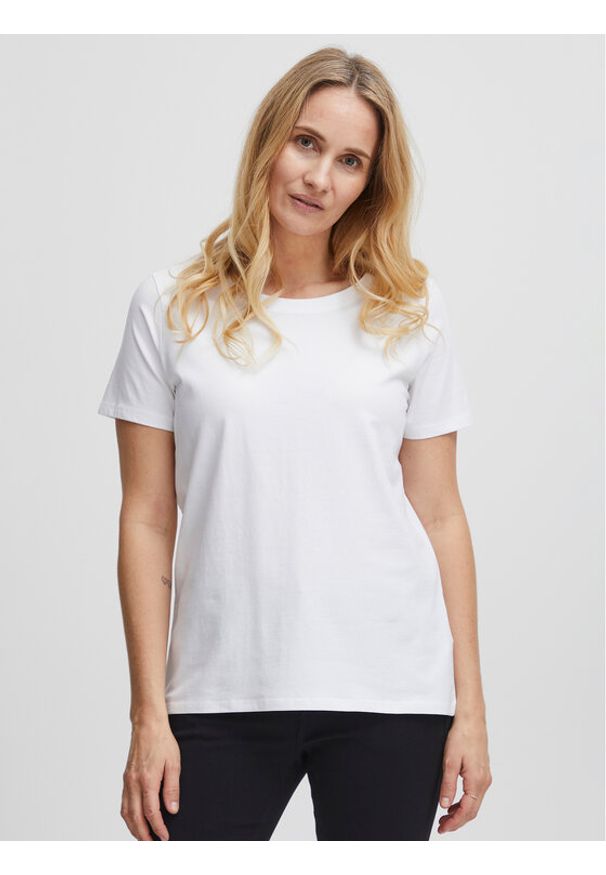 Fransa T-Shirt 20605388 Biały Regular Fit. Kolor: biały. Materiał: bawełna
