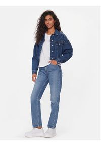 Pepe Jeans Kurtka jeansowa Foxley Logo PL402329 Niebieski Oversize. Kolor: niebieski. Materiał: bawełna