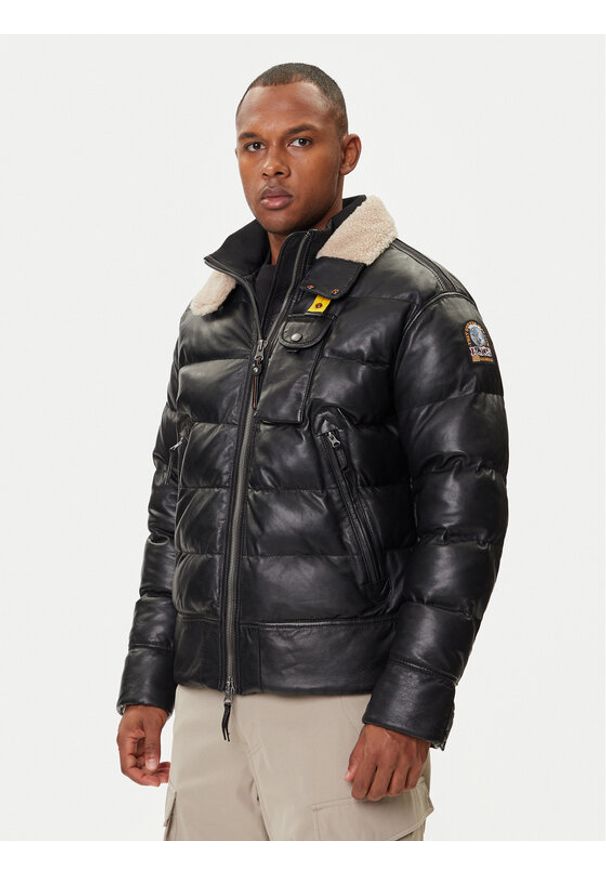 Parajumpers Kurtka skórzana Gian 25WMPMJKLE03 Czarny Regular Fit. Kolor: czarny. Materiał: skóra