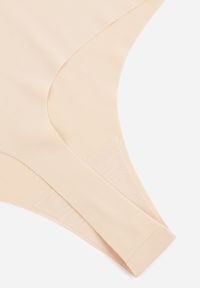 Renee - Beżowe 3-Pack Majtki Bezszwowe Typu Stringi High Waist Cinossa. Stan: podwyższony. Kolor: beżowy. Materiał: len, satyna. Wzór: gładki #3